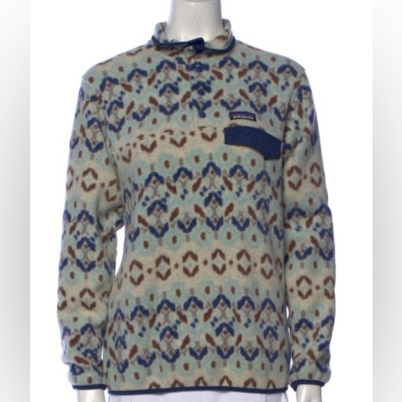 Patagonia Lightweight Synchilla Snap-T Tundra Cluster Big Sky Blue Pullover XS - Picture 5 of 5